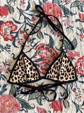 Leopard print triangle bikini top